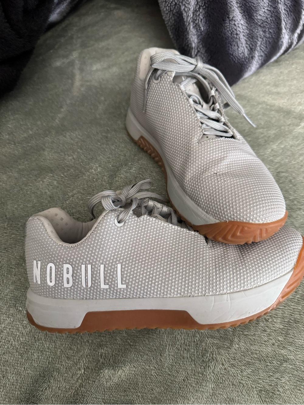 NOBULL Light Gray Knit Training Sneakers with Gum Outsole